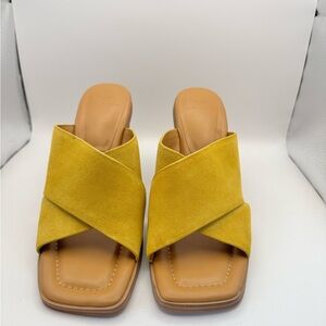 Marc Fisher Yellow Suede Mules